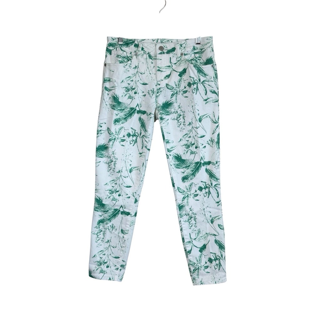 Lucky Brand Lolita Low Rise Crop Skinny Jeans Womens 6/28 Green White Floral
